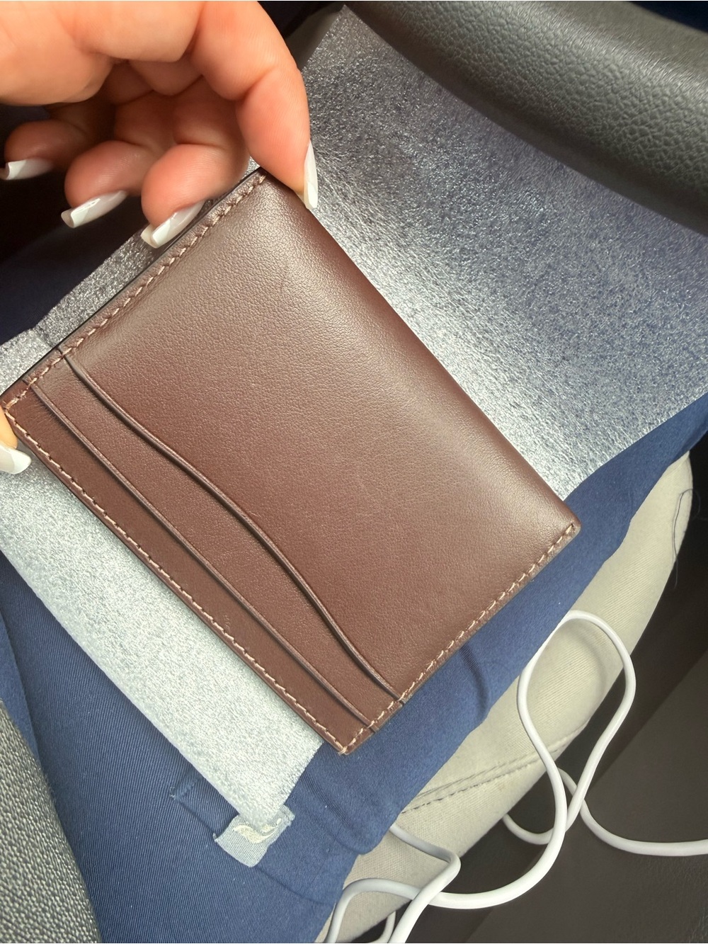 Coach Brown Leather Card Case with Gold 'C' Accent - Picture 2 of 3